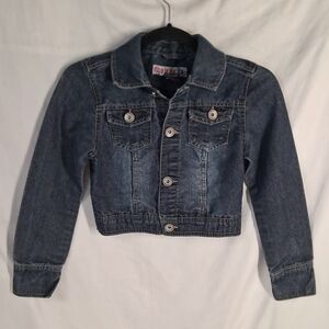 SQUEEZE Original Denim Girl's Cropped Button Up Blue Jean Jacket size 10